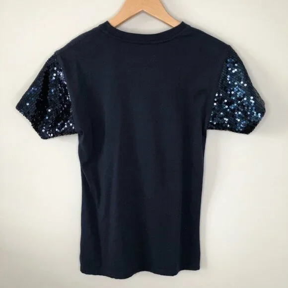 Star Wars Darth Vader Navy Blue Graphic T-Shirt with Sequin Sleeves Size Small - Picture 5 of 5